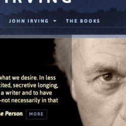 Author website design for John Irving by Adrian Kinloch