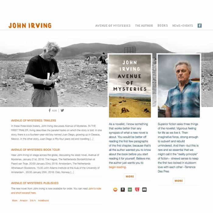 John Irving author website and archive design