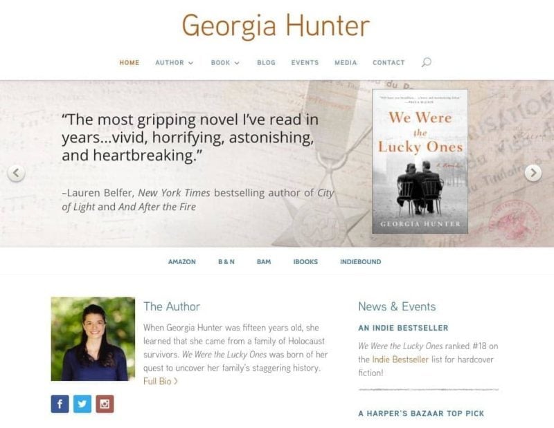 Web design for Georgia Hunter