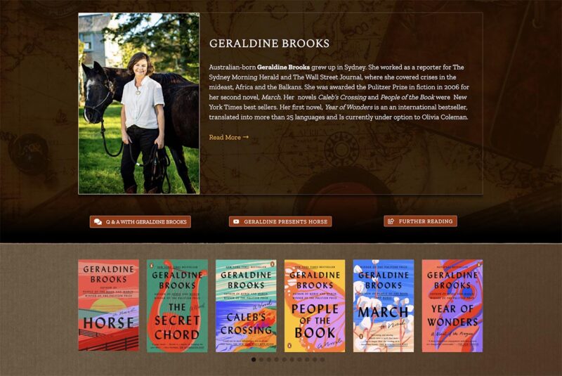 Author website design by Adrian Kinloch for Geraldine Brooks